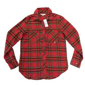 PacSun L.A Hearts Womens Plaid Long Sleeve Button Down Flannel Red Size XS